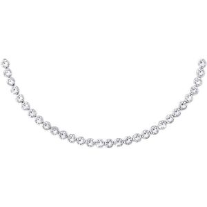 Lucardi Dames Zilveren collier met kristal wit - Echt Zilver - Ketting - Cadeau voor vrouwen - 45 cm - Zilverkleurig