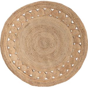 Rond jute vloerkleed Naturel met rand 160cm - Mrcarpet