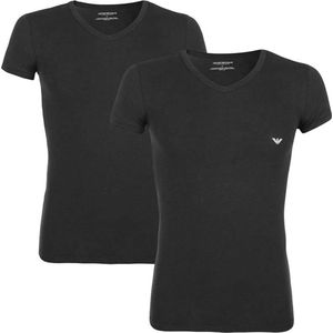Emporio Armani 2P V-hals shirts stretch zwart - M