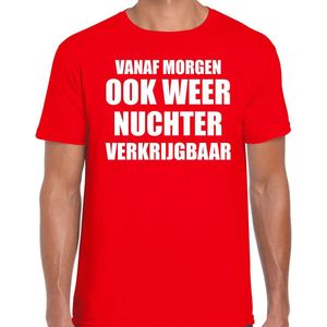 Feest t-shirt - morgen nuchter verkrijgbaar - rood - heren - Party outfit / kleding / shirt S