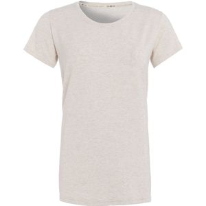 Knit Factory Lily Shirt - Dames shirt met ronde hals - T-shirt met korte mouwen - Shirt voor het voorjaar en de zomer - Superzacht - Shirt gemaakt van 96% viscose & 4% elastaan - Beige - L