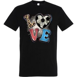 Shirt met print Love Voetbal - Dames - Heren - Zwart - Maat XXL