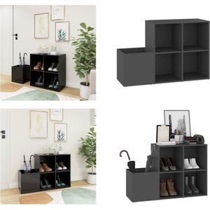 vidaXL Opbergkast 105x35,5x70 cm bewerkt hout grijs - Hal Schoenenkast - Hal Schoenenkasten - Schoenen Opberger - Schoenen Opbergers