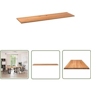 The Living Store Tafelblad rechthoekig 280x80x4,2cm massief eikenhout lichtbruin - Eikenhouten Tafelblad - Rechte Tafel - Eetkamertafel - Salontafel - Grote Tafel