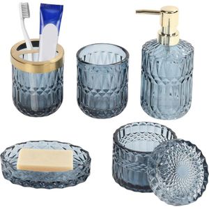 Badkamer Set, 5 Stuks Badkamer Deco, Tandenborstel Tumbler, Tandenborstel Houder, Zeep Verdeler, Pomp Verdeler, Cotton Ball Verdeler, Bad Accessoires, Badkamer Accessoires