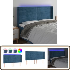 vidaXL Hoofdbord LED Fluweel Donkerblauw 203x118cm Hoofd Bord - Led Hoofdbord - Hoofdbord Blauw - Velvet Hoofdbord - Slaap Accessoires