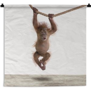 Wandkleed Animalprintshop - Baby orang oetan dierenprint kinderkamer Wandkleed katoen 90x90 cm - Wandtapijt met foto