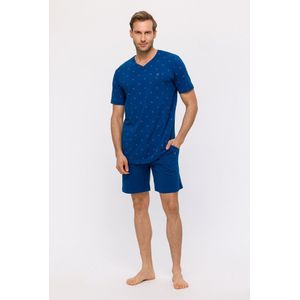 Woody pyjama heren - blauw met zeilbootjes all-overprint - 241-11-MVS-Z/926 - maat XL