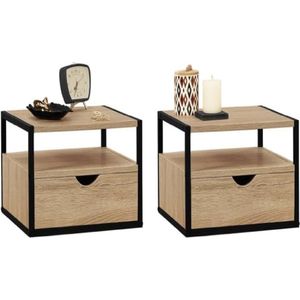 Set van 2 wandnachtkastjes Detroit 1 lade + 1 hangplank industrieel design