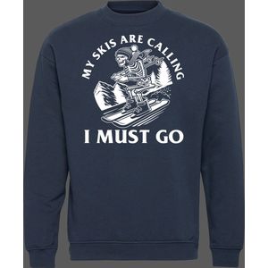 Sweater My Ski's Are Calling | Apres Ski Verkleedkleren | Ski Pully Heren | Foute Party Ski Trui | Navy | maat 4XL