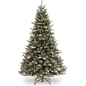 Snowy Sheffield kunstkerstboom - 228 cm - groen - Ø 145 cm - 2.610 tips - besneeuwd - metalen voet