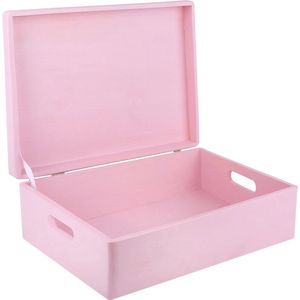 Grote Houten Opbergdoos met Deksel en Handgrepen - 40 x 30 x 14 cm - Perfect voor Documenten, Speelgoed en Gereedschap