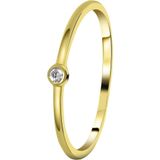 Lucardi Dames Ring goldplated met zirkonia - Ring - Cadeau voor vrouwen - Echt Zilver - Goudkleurig