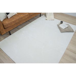 Flycarpets Aurelia Modern Geruit Vloerkleed - Creme - 160x230 cm