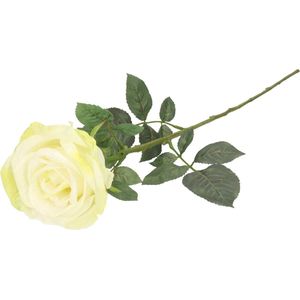 Top Art Kunstbloem roos Nova - warm wit - 75 cm - plastic steel - decoratie bloemen