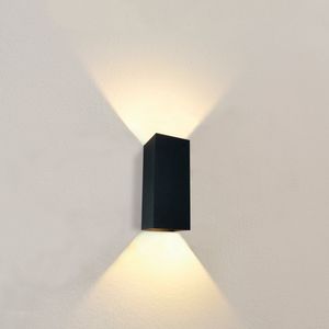 Wandlamp Dante 2 XL Zwart - 10x9x24cm - 2x GU10 LED 4,8W 2700K 355lm - IP20 - Dimbaar > wandlamp zwart | wandlamp binnen zwart | wandlamp hal zwart | wandlamp woonkamer zwart | wandlamp slaapkamer zwart | led lamp zwart | sfeer lamp zwart