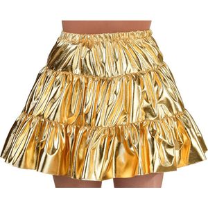 Magic By Freddy's - Glitter & Glamour Kostuum - Gouden Folie Rok Glitter Disco Vrouw - Goud - Medium - Carnavalskleding - Verkleedkleding