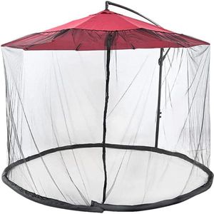 Klamboe voor parasols, outdoor paraplu, muggennet met ritsdeur voor 250-300 cm parasols, paviljoen, muggennet voor tuinparasol, zweefparasol (zwart)