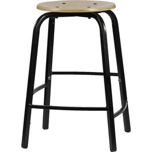 Ergofy Tabouret Kruk Hout Met 4 Poten – Vaste Hoogte 55 Cm - Verspringende Voetensteun