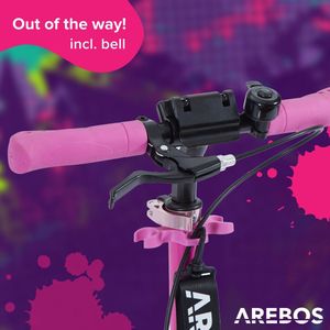 AREBOS kick scooter stadsstep kinderstep volwassen scooter roze met led banden