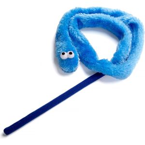 Nobleza Kattenspeelgoed - Speelhengel pluche worm - blauw