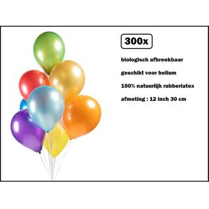 300x Luxe Ballon pearl kleur 30cm - multi -biologisch afbreekbaar - Festival feest party verjaardag landen helium lucht thema