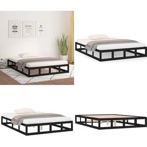 vidaXL Bedframe massief hout zwart 120x190 cm - Bedframe - Bedframes - Bed - Bedbodem