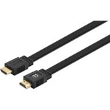 Manhattan 355612 HDMI-kabel HDMI Aansluitkabel HDMI-A-stekker, HDMI-A-stekker 2.00 m Zwart Afgeschermd (dubbel), Plat,