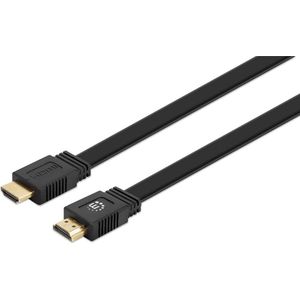 Manhattan 355612 HDMI-kabel HDMI Aansluitkabel HDMI-A-stekker, HDMI-A-stekker 2.00 m Zwart Afgeschermd (dubbel), Plat,