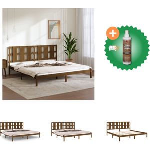 vidaXL Bedframe massief grenenhout honingbruin 200x200 cm - Bed - Inclusief Houtreiniger en verfrisser