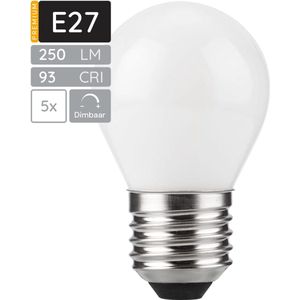 SPL E27 LED Lamp 4W Dimbaar - CRI 93 - Extra Warm Wit - LED Filament G45 - Opaal - Vervangt 25W - 5 Stuks