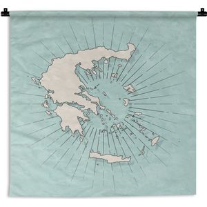 Wandkleed Kaart Griekenland - Minimalistische kaart van Griekenland Wandkleed katoen 150x150 cm - Wandtapijt met foto