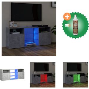 vidaXL Tv-meubel met LED-verlichting 120x30x50 cm betongrijs - Kast - Inclusief Houtreiniger en verfrisser