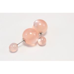 Oorbellen (piercing) stekers parelmoer rose/zalm parel