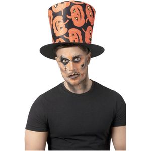 Smiffy's - Pompoen Kostuum - Hoge Pompoenen Hoed Halloween - Oranje, Zwart - One Size - Halloween - Verkleedkleding