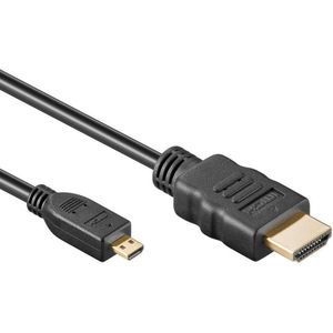 HDMI kabel - Micro HDMI type-D - 10.2 Gbps - 4K@30 - Male to Male - 1 Meter - Zwart - Allteq
