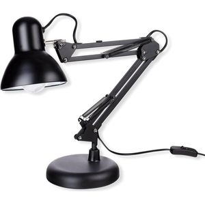 Retro bureaulamp zwart metaal - moderne kantoorlamp - 1 stuk - zwart - met knikarm