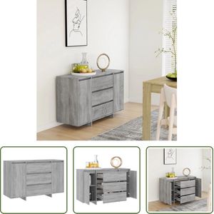 The Living Store Dressoir Bijzetkast - 120 x 41 x 75 cm - Grijs Sonoma Eiken Materiaal