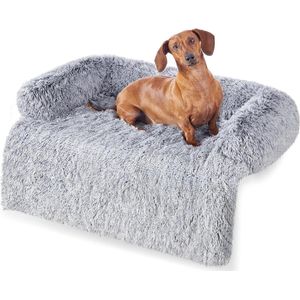 FluffyHug hondenbed pluche hondendeken - bankbescherming - ombré grijs - maat L - 95 x 85 x 16 cm - middelgrote honden dog bed pouch