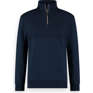 Twinlife Heren Sweater met Rits Gebreid- Trui - Comfortabel - Herfst en Winter - Blauw - S