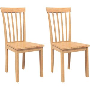 vidaXL - Eetkamerstoelen - 2 - st - massief - hout - naturel - rubber