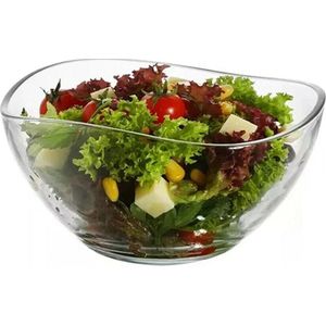 6x Salade/snack schaaltjes van glas x cm - Snack/chipskommetjes/schaaltjes