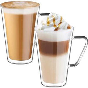 Latte Macchiato glazen set thermoglas drinkglazen koffieglas 2-delig 350ml (volledige capaciteit), 3, 450ml