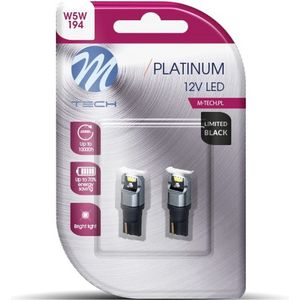 M-Tech LED W5W T10 12V 1,7W - Platinum - 4x LED diode - Canbus - Wit - Set - Limited Black