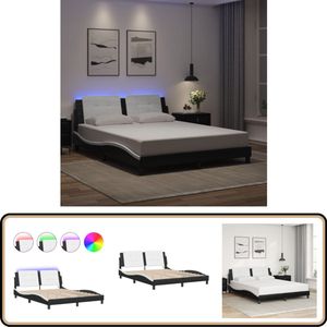 vidaXL Bedframe - Kunstleer - LED Verlichting - 160x200 cm Led Bedframe - Design Bed - Modern Bed - King Size Bed - Boxspring Bed