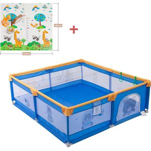 K IKIDO Kinderbox - Speelbox - Babybox -Babypark - Inclusief Speelmat - Speelbox met 60x Oceaan Ballen - Kruipbox voor Baby - Kruipbox voor Baby - 200 x 180 x 65cm - Blauw