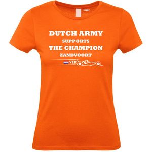 Dames T-shirt Dutch Army Supports The Champion Zandvoort | Formule 1 fan | Max Verstappen / Red Bull racing supporter | Oranje dames | maat XL