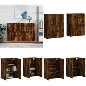 vidaXL Hangkasten 2 st 69,5x34x90 cm gerookt eikenkleurig - Wandkast - Wandkasten - Opbergkast - Keukenkast
