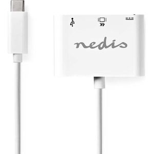 Nedis USB Multi-Port Adapter - USB 3.2 Gen 1 - USB-C Male - HDMI Output / USB-A Female / USB-C Female - 5 Gbps - 0.20 m - Rond - Vernikkeld - PVC - Wit - Doos
