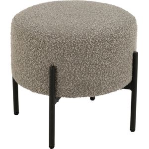 J-Line kruk Bouclé - hout - grijs/zwart